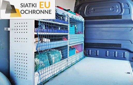 Siatkowe zabezpieczenie o wysokiej gęstości z oczkami 4,5x4,5 cm i 3mm grubości do półek w busie SiatkiOchronne.eu - Siatkowe zabezpieczenie o wysokiej gęstości z oczkami 4,5x4,5 cm i 3mm grubości do półek w busie